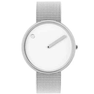 Picto 43364-0820 Steel Watch Medium with White Dial Matt Steel Mesh Band - Picture 1 of 3