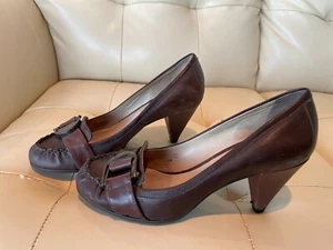 VIA SPIGA Heeled Leather Shoes Slip On Pump Size 8M Purple Italy w/ Original Box - Picture 1 of 5