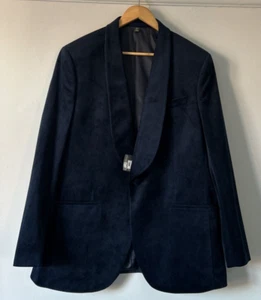 Marks & Spencer Mens Slim Fit Velvet Jacket Navy Luxury Wedding Cruise Size 40" - Picture 1 of 9