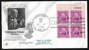 #960 3c William Allen White -Author and Publisher - ArtCraft FDCPB4 Plt #23856 - Picture 1 of 2