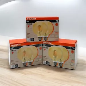 6 Bulb Lot Sylvania 60W Vintage Amber Glow LED Bulb 650 Lumens E26 G30 6.5W=60W - Picture 1 of 7
