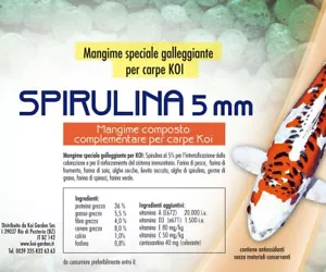 Spirulina 5 mm - 10 kg Mangime gallegiante per Koi e pesci da laghetto - Foto 1 di 2