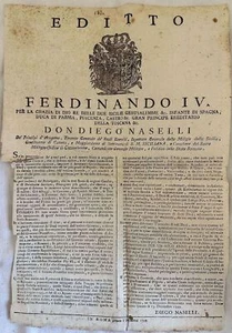 Edict. Ferdinand IV Regno Di Napoli 1799 Annexation Roma Vat Saline Di Ostia - Picture 1 of 3