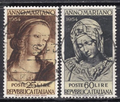 5070 - Italy 1954 - The Marian Year - Buonarroti - Perugino - Used Set - Image 1 of 2