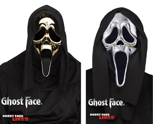 Scream Mask Chrome Ghost Face Licensed Fun World Costume Accessory Gold / Silver - Picture 1 of 9