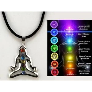 7 CHAKRAS CRISTAUX PENDENTIF COLLIER - Picture 1 of 2