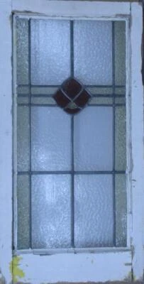 SIMPLE FLORAL LARGE OLD ENGLISH LEADED STAINED GLASS WINDOW 16 1/4" x 31 1/2" - Image 1 of 3