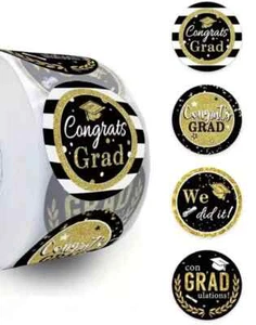 100 GRADUATION ASSORTED 1" ENVELOPE STICKERS LABELS SEALS Class 2025 Party - Picture 1 of 5