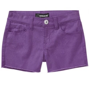 Jordache Girls Glitter Cutoff Short 8 New with Tags Bright Violet Frayed Sweet - Picture 1 of 10