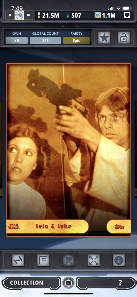 Topps Star Wars Digital Card Trader Gilded Galaxy 2017 Luke & Leia Insert - Image 1 of 1