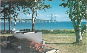 Mackinac Brücke 1900er Postboot Mackinaw City MI Postkarte 6 - Bild 1 von 2