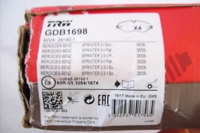 plaquettes frein avant mercedes sprinter a partir de 2006 trw gdb1698 - Photo 1/2