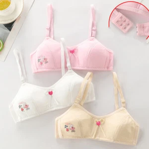 3Pcs Girls Bras 12-14 Years Teenage Underwear Adjustable Training Bra Crop Tops - Picture 1 of 10