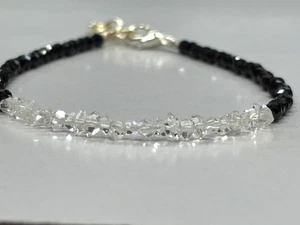 Brazalete Herkimer Diamante Con Espinela Negra 3 mm Cuentas Hilos Piedras Preciosas 1 - Imagen 1 de 7