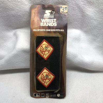 Vintage New York Yankees STARTER Brand Sweat Wrist Bands Original Pkg 1980s USA - Image 1 of 4
