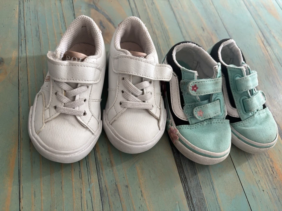 Toddler girl shoe lot  vans and ralph lauren polo shoes sneakers size 5/5.5 - Image 1 of 4