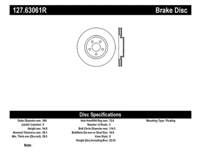 StopTech 127.63061R Sport Cross-Drilled And Slotted Disc Brake Rotor - Image 1 of 4