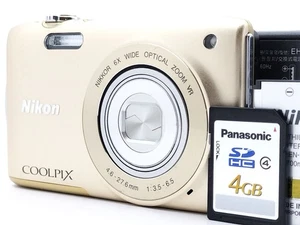 Nikon COOLPIX S3300 Gold 20.0MP 6x Compact Digital Camera SD Card from Japan - Picture 1 of 15