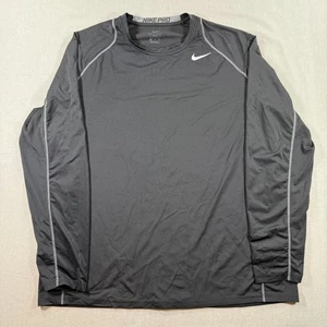 Nike Dri Fit Pro Cool Fitted Long Sleeve Compression Shirt Mens 2XL Black Light - Picture 1 of 9