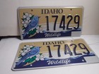 Idaho Wildlife License Plates (Pair)  Bluebird Embossed 17429 unused