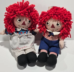Vintage Applause Raggedy Ann & Andy Plüschpuppe Paar Musikköpfe zum Aufziehen bewegen - Bild 1 von 7