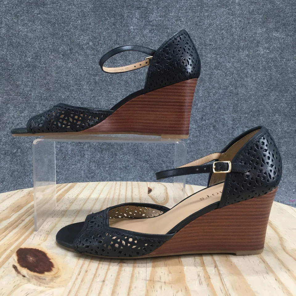 Sandalias Talbots para mujer 8 M correa al tobillo hebilla negra corte láser informales tacones de cuña Foto 1 de 4