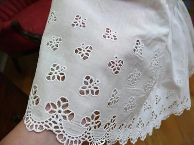 1910`s Sweet Art Nouveau  Skirt White Cotton Clover Eyelet Lace Inserts 29 Waist - Image 1 of 4
