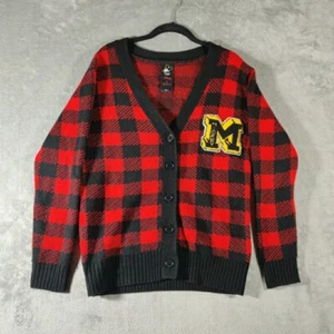 Disney Forever 21 Sweater Womens Small Mickey Mouse Buffalo Plaid Cardigan - Picture 1 of 8