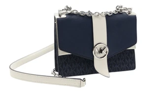 Michael Kors V2716 Womens Navy/White Colorblocked Saffiano Crossbody Bag - Picture 1 of 4