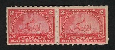US Revenue 1898 R164 Battleship 2c Documentary Tax Pair (2) MNH F-VF - Image 1 of 2