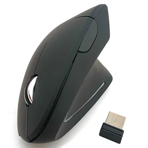 Wireless Vertical Ergonomic Mouse Laptop Optical Mice 1200 1600 DPI Natural Fit - Picture 1 of 7