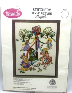 Vintage Wonder Art Kit Crewel Embroidery Maypole 5127 Children Wool Yarn - Picture 1 of 6