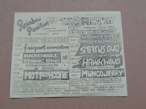 Hawkwind/Status Quo/Mott The Hoople/Fairports 1972 Torquay Concert Handbill - Picture 1 of 1