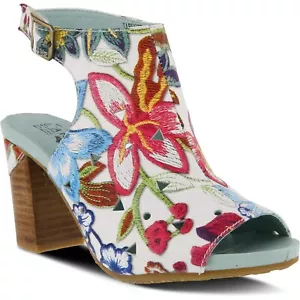 L'Artiste by Spring Step Womens Tapestry Leather Shootie - White Multi, 35M NEW - Picture 1 of 5