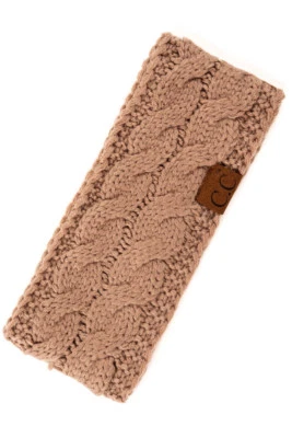 C.C Women Sherpa Lined Cable Knit Winter Headband Ear Warmer Headwrap Soft Cozy - Image 1 of 4
