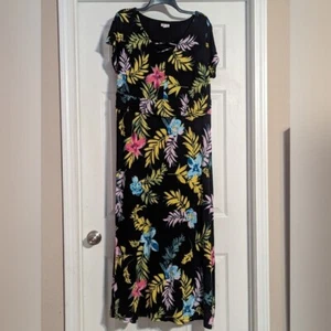 Maxi abito casual Westport donna XL floreale nero stampa tropicale 127 - Foto 1 di 10
