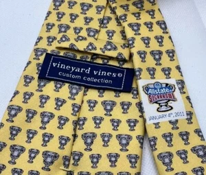 2011 Allstate Sugar Bowl Football Vineyard Vines Trophy Print Silk Tie - Picture 1 of 2
