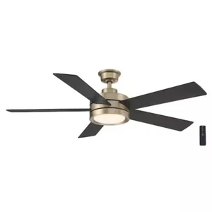 HDC Baxtan 56 in. Integrated LED Indoor Gold Ceiling Fan with Light and Remote - Picture 1 of 6