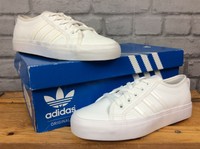 white adidas nizza trainers junior