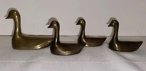 4 Vintage Messing Enten Figuren Enten Gänse Familie schwimmend ** - Bild 1 von 8