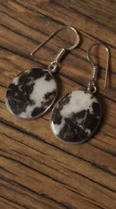 Old Southwest White Buffalo Turquoise 1.5” Drop Earrings - Picture 1 of 4