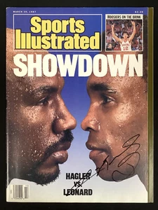 Sugar Ray Leonard Signed Sports Illustrated 3/30/87 No Label Auto Hagler PSA/DNA - Picture 1 of 5