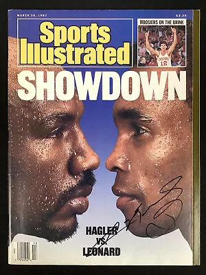Sugar Ray Leonard Signed Sports Illustrated 3/30/87 No Label Auto Hagler PSA/DNA - Image 1 of 4