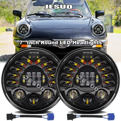 Pair 7" Inch Round LED Headlights For Alfa Romeo Spider 1988-1994 Plymouth - Image 1 of 4