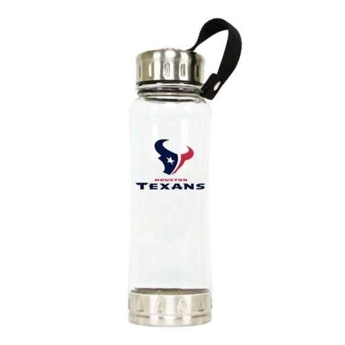 Houston Texans Water Bottle NFL Authentic Logo 20oz Clip on Beverage Plastic
