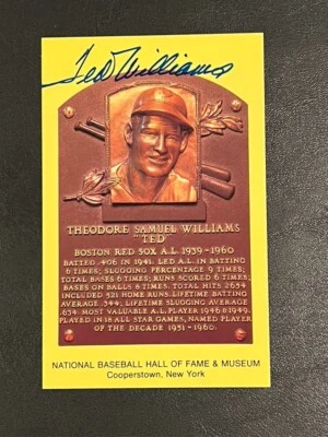 Ted Williams Hand Signed Baseball Hall Of Fame Postcard Boston Red Sox - Image 1 of 2