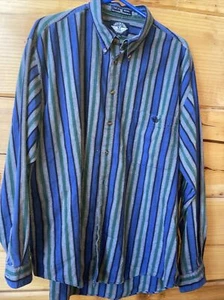 Camisa Dockers Indigo Hombre Azul Verde Rayas Botón Frontal Talla XL - Imagen 1 de 4