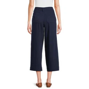 Pantalone donna Time and Tru cropped gamba larga taglia 8 blu scuro --Z5-- - Foto 1 di 4