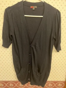 Rue 21 black open front Button Short Sleeve Cardigan - Picture 1 of 3