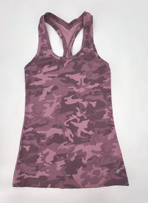 Camisa sin mangas Lululemon para mujer rosa púrpura camuflaje espalda deportiva ropa deportiva correr Foto 1 de 4